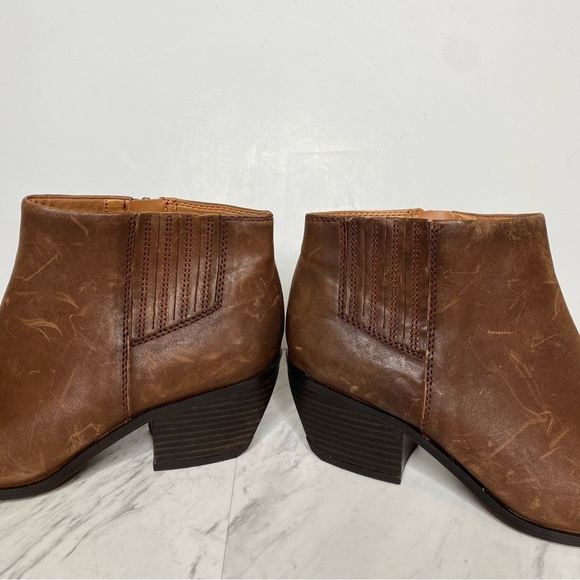 Franco Sarto Spur Brown Leather Bootie 7 1/2 M - Picture 8 of 15